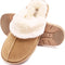 Women'S Comfy House Slippers Scuff Faux Fur House Shoes W/Indoor Outdoor Anti-Skid Rubber Sole(Camel,Small)