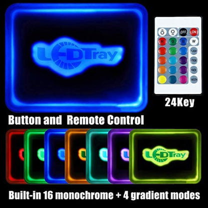 LED Rolling Tray Serving Glow Trays Ledtray,Glow in the Dark Trays/ Light up Tray with Remote 16 Colors RGB Lights