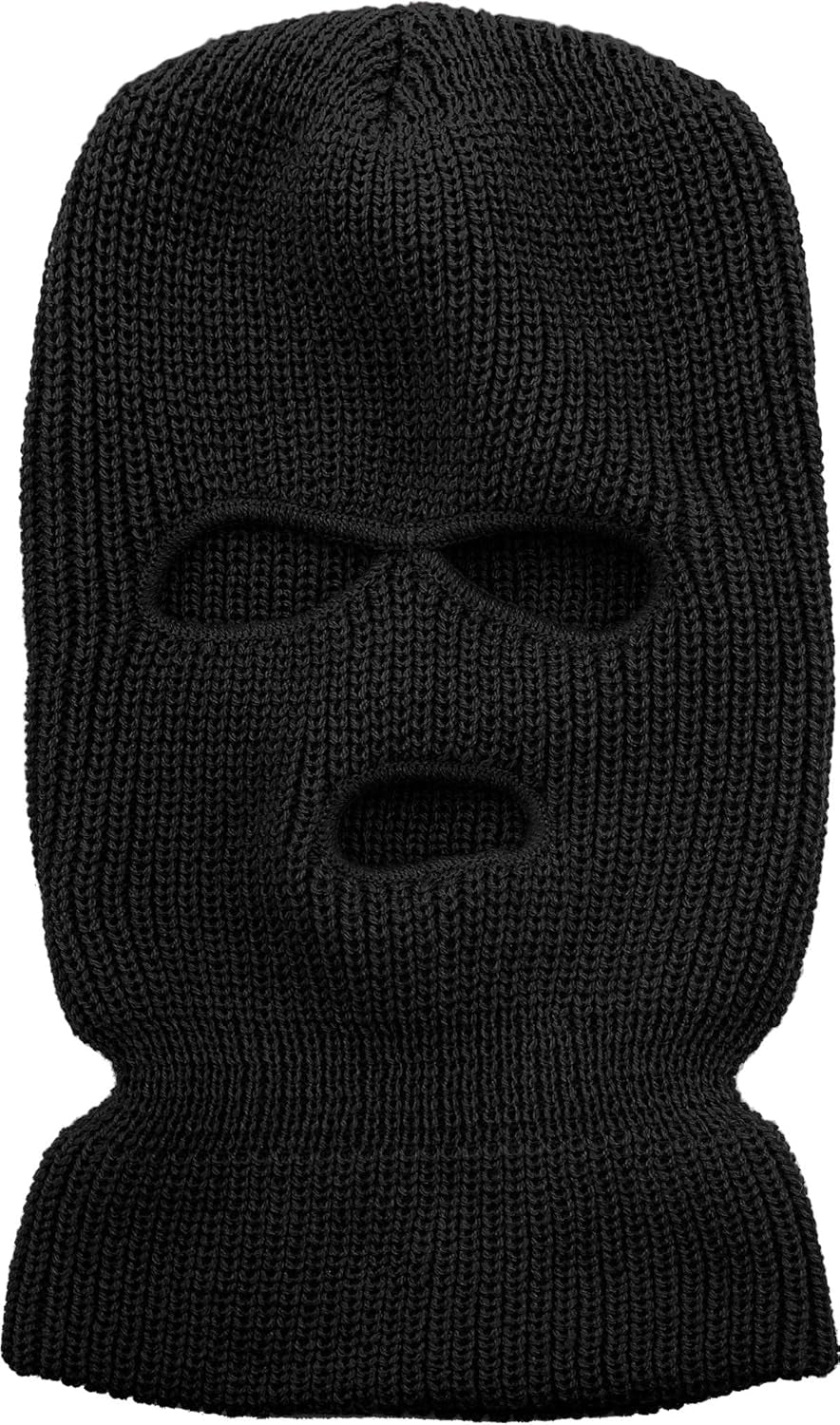 Mens Balaclava Collection Fleece Three Hole Mask Winter Knit Ski Hat Ribbed Beanie Winter