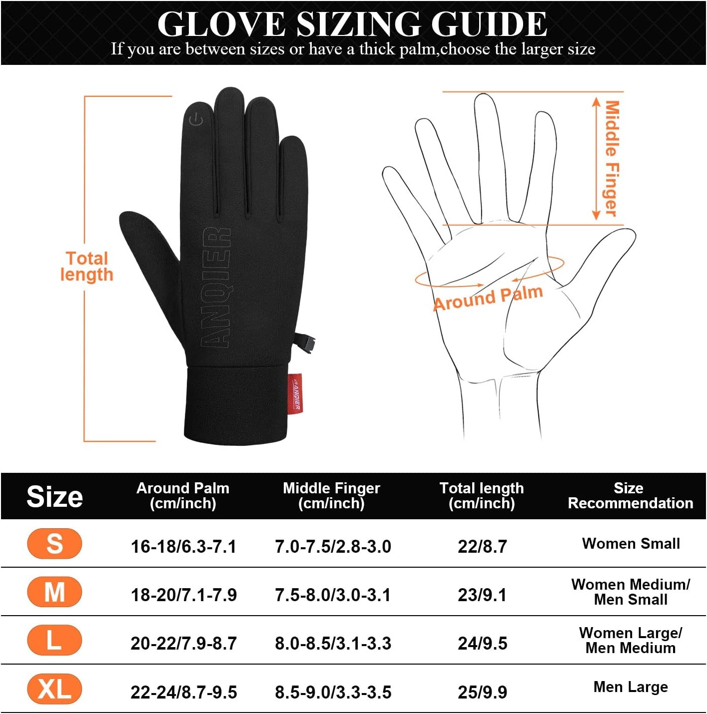 Winter Gloves Touchscreen Windproof Anti-Slip Thermal Liner Gloves Running Outdoor Cycling Driving Thin Gloves for Men Women