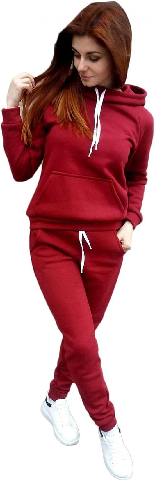 Casual Tracksuit for Women Set 2 Piece Sweatsuit Outfits Fashion Solid Color Long Sleeve Hoodies and Sweatpants