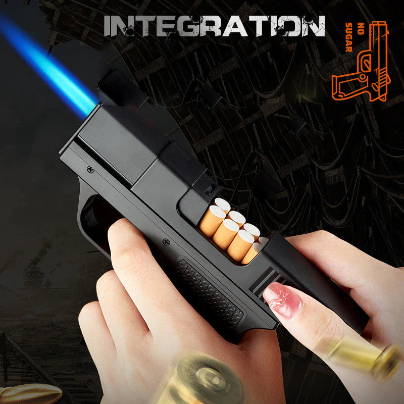 Pistol Lighter Torch Gas Gun Lighters Cigarette Case 10 PCS Windproof Cigar Cigarette Holder Lighter Unusual Lighter Toys