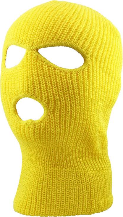 Mens Balaclava Collection Fleece Three Hole Mask Winter Knit Ski Hat Ribbed Beanie Winter