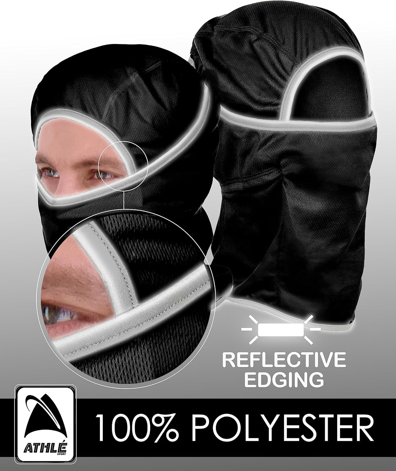 Athlé Balaclava Ski Mask - Sport and Ski Balaclava Face Mask - Reflective Edging Balaclava Women and Men - Balaclava Mask