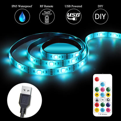 USB Powered LED Strip Light TV Backlight 9.8FT/3M RGB Led Lights Waterproof USB Lights Strip with RF Remote TV/PC Background Bias Lighting Cuttable Strip Lights for Indoor DIY Decoration