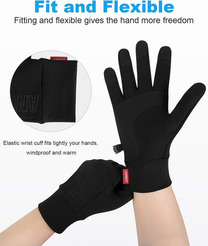 Winter Gloves Touchscreen Windproof Anti-Slip Thermal Liner Gloves Running Outdoor Cycling Driving Thin Gloves for Men Women