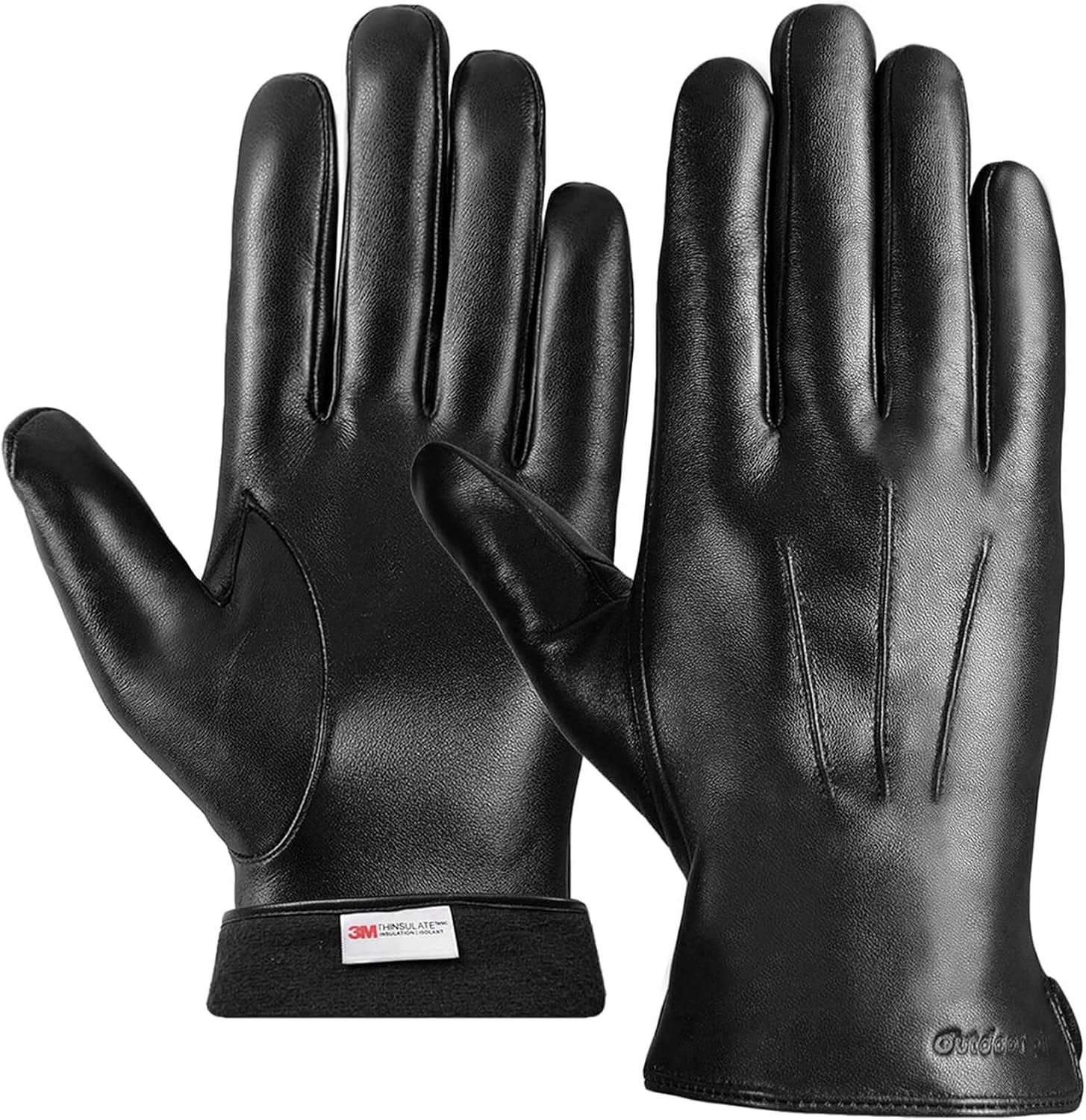 Leather Gloves for Men,Winter Sheepskin Leather Driving Gloves,Touchscreen Fleece Lined Warm Gloves Gift