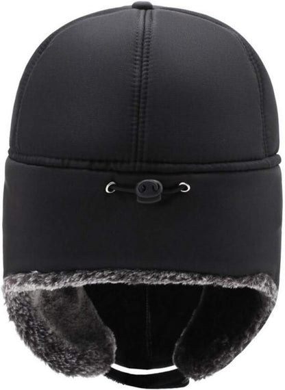 Mens Winter Hats Ear Flaps Bomber Hats with Brim and Face Mask Warm Hat for Men Waterproof Ski Cap