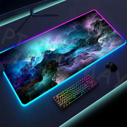 Universe RGB Gaming Mousepad Space Mouse Mats LED Large Gamer Mousepads XXL Keyboard Pads Luminous Desk Mat Mouse Pad Backlit