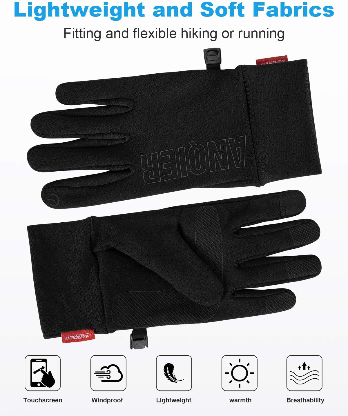 Winter Gloves Touchscreen Windproof Anti-Slip Thermal Liner Gloves Running Outdoor Cycling Driving Thin Gloves for Men Women