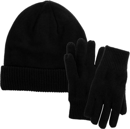 Mens Winter Hat and Gloves Set with 3M Thinsulate Fleece Lining, Black, One Size