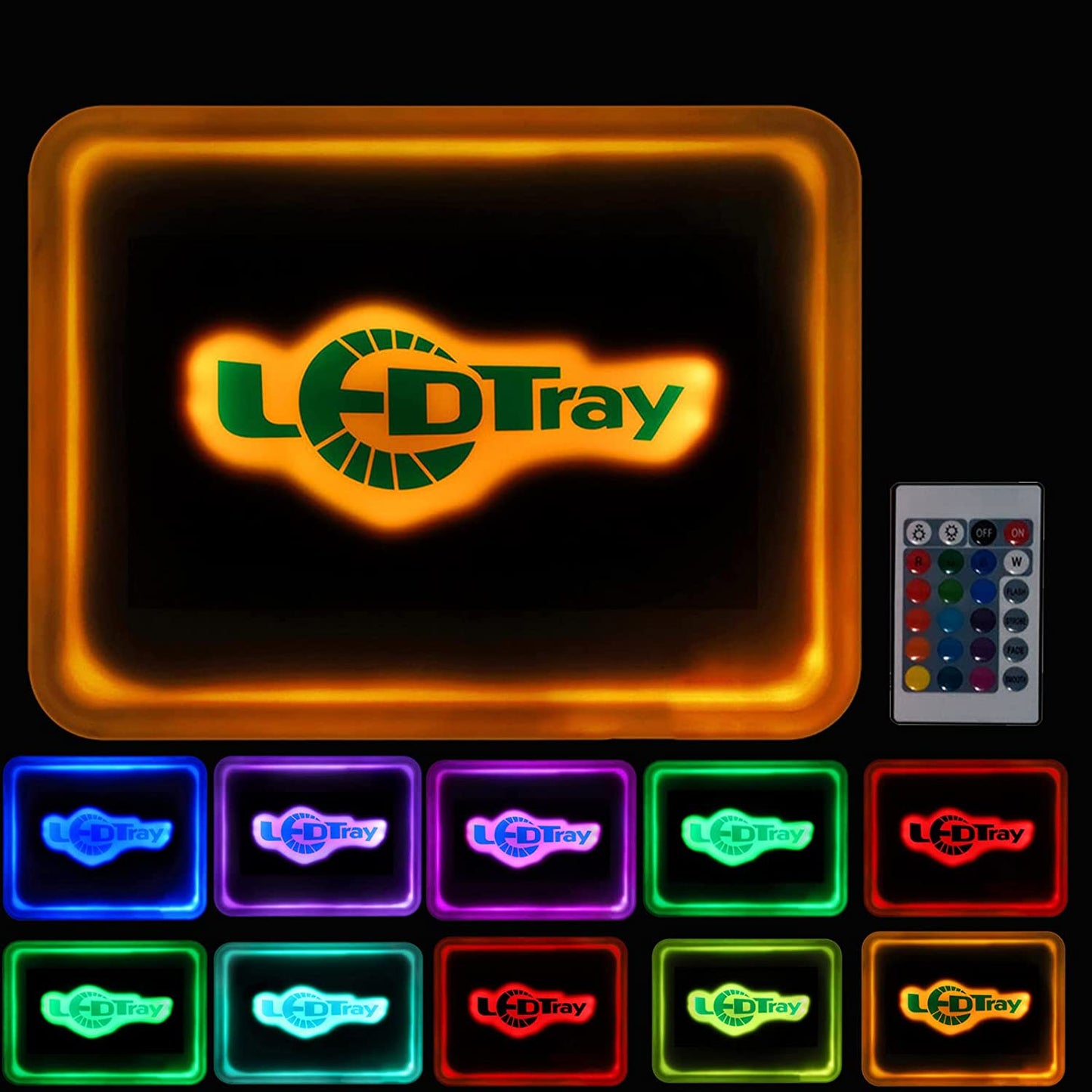 LED Rolling Tray Serving Glow Trays Ledtray,Glow in the Dark Trays/ Light up Tray with Remote 16 Colors RGB Lights