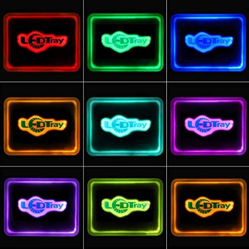 LED Rolling Tray Serving Glow Trays Ledtray,Glow in the Dark Trays/ Light up Tray with Remote 16 Colors RGB Lights