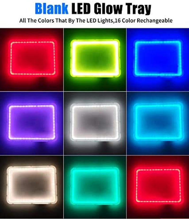 LED Rolling Tray Serving Glow Trays Ledtray,Glow in the Dark Trays/ Light up Tray with Remote 16 Colors RGB Lights