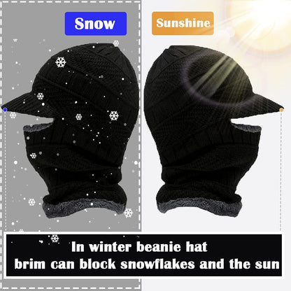 2Pcs Winter Knit Beanie Balaclava Hat Anti-Slip Touch Screen Mittens Set Thermal Ski Mask Cap Unisex for Womens Mens