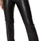 Women Faux Leather Pants High Waist Solid Black Straight Leg Leggings Elastic Vintage Trousers