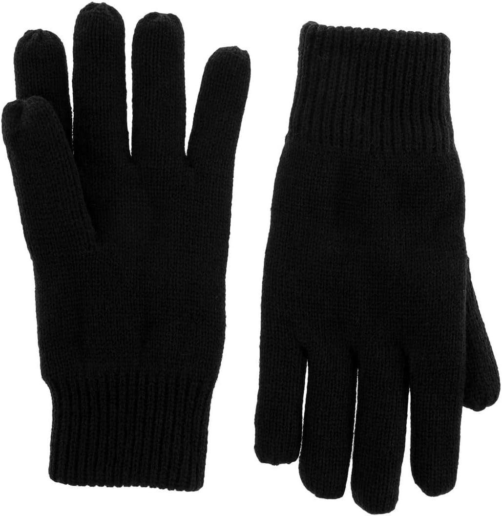 Mens Winter Hat and Gloves Set with 3M Thinsulate Fleece Lining, Black, One Size