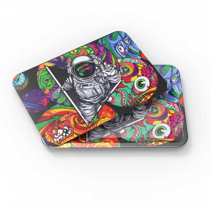 18*12.5Cm Rolling Tray with Magnetic Spill Proof Cover Lid Metal Rolling Tray with Lid Cover Smoking Accessories