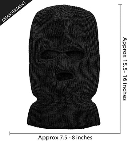 Mens Balaclava Collection Fleece Three Hole Mask Winter Knit Ski Hat Ribbed Beanie Winter