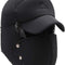 Mens Winter Hats Ear Flaps Bomber Hats with Brim and Face Mask Warm Hat for Men Waterproof Ski Cap