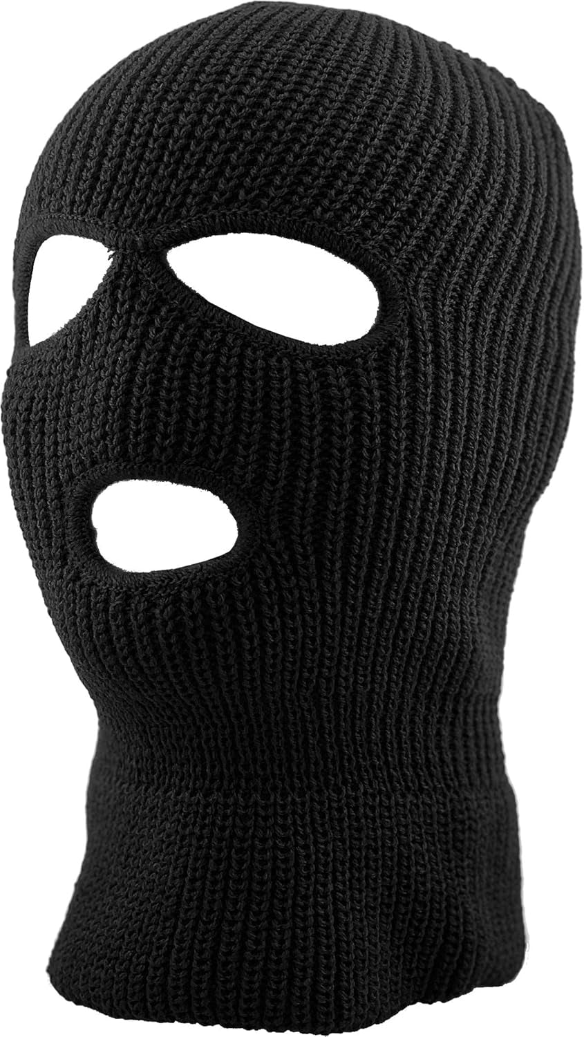 Mens Balaclava Collection Fleece Three Hole Mask Winter Knit Ski Hat Ribbed Beanie Winter